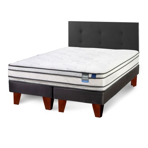 Cama Europea Chocolate Innova 2 Plazas Box B/D + Respaldo Royal