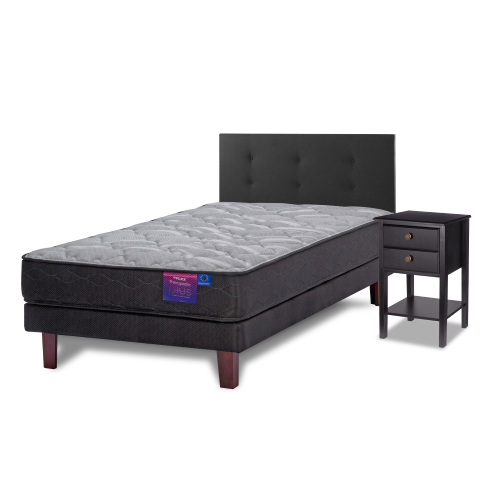 Cama Europea Therapedic Plus 1,5 Plazas + Muebles