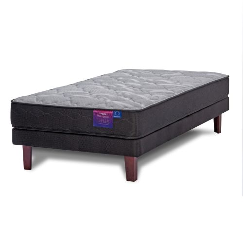 Cama Europea Negra Therapedic Plus 1 Plaza Box