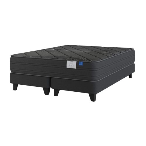 Cama Europea Top Grafito Black 2 Plazas Base Dividida