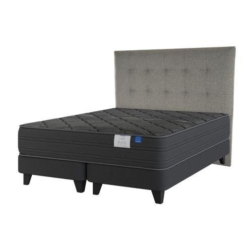 Cama Europea Black + Respaldo Gris