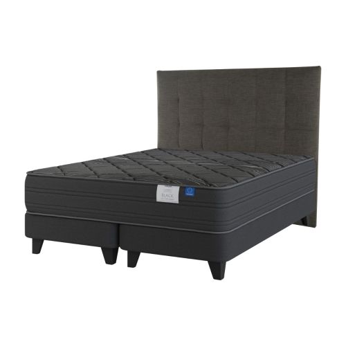 Cama Europea Black + Respaldo Grafito