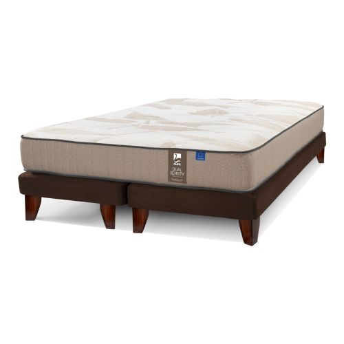Cama Europea Chocolate Dual Sensity 2 Plazas Box Base Dividida