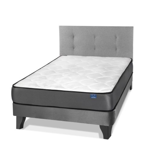 Cama Europea Juvenil Gris 1,5 Plazas + Respaldo Royal