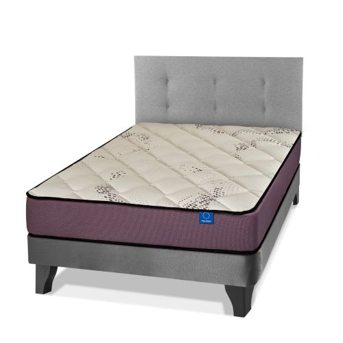 Cama Europea Juvenil Morada 1,5 Plazas + Respaldo Royal