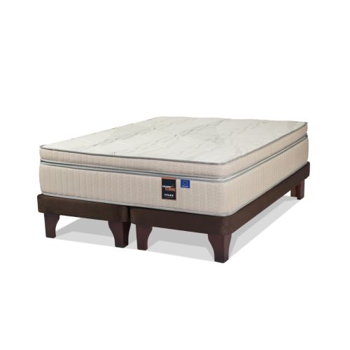 Cama Europea Chocolate Máximo Cobre 2 Plazas Box Base Dividida