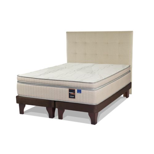 Cama Europea Chocolate Máximo Cobre Súper King + Respaldo Design Crudo