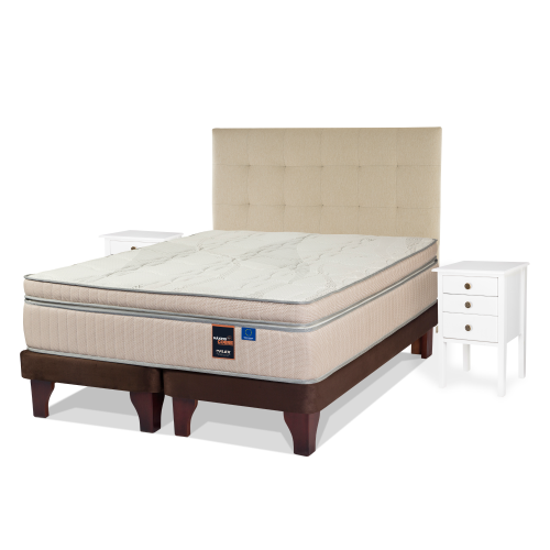Cama Europea Máximo Cobre 2 Plazas BD + Muebles