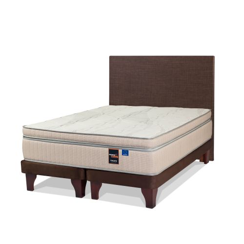 Cama Europea Máximo Cobre + Respaldo Tapizado Chocolate