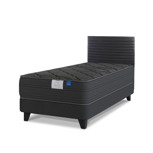 Cama Europea Black 1,5 Plazas + Muebles