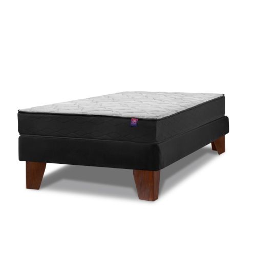Cama Europea Negra Therapedic Plus 1 Plaza Box
