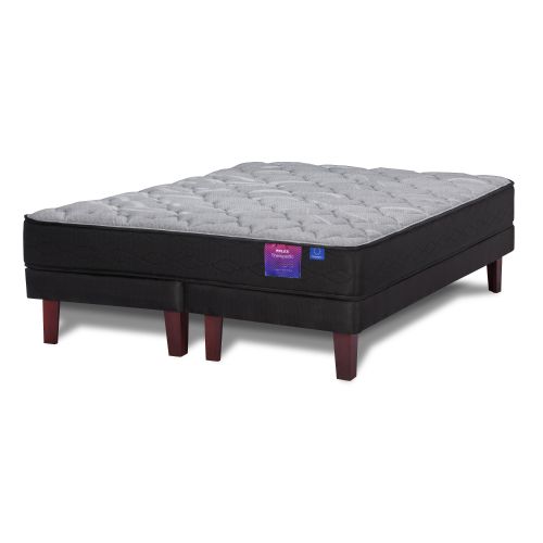 Cama Europea Negra Therapedic Plus 2 Plazas Box Base Dividida
