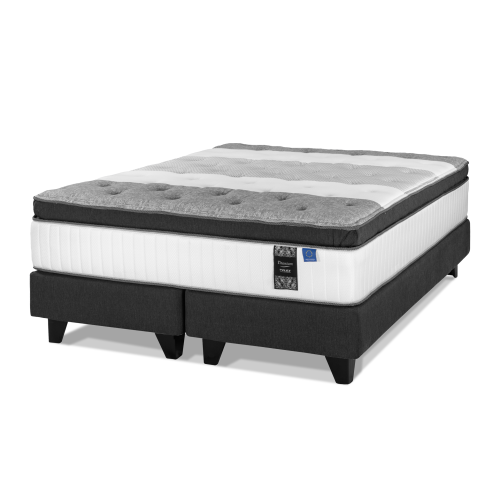 Cama Europea Grafito Titanium New 2 Plazas Box Base Dividida