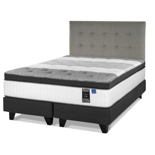 Cama Europea Grafito Titanium New Super King + Respaldo Design Gris