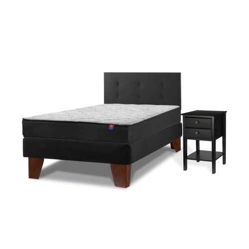 Cama Europea Therapedic Plus 1,5 Plazas + Muebles